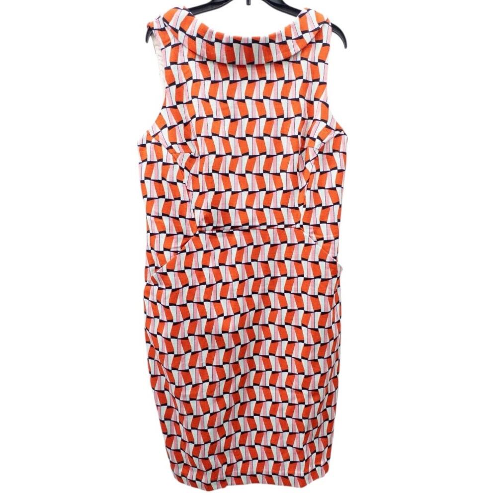 Boden Martha Dress Women's size 14 Orange Sunset Facade High Collar Sheath - Picture 3 of 5